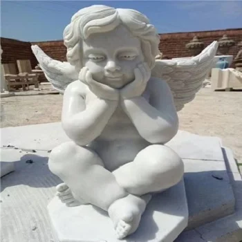 Little Angel White Marble Statue 